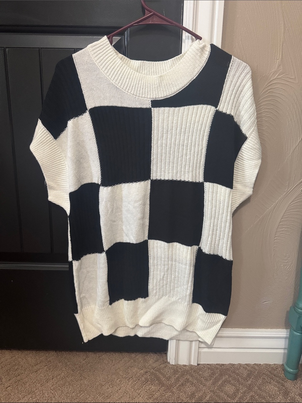 Black & White Checker Knit Sweater